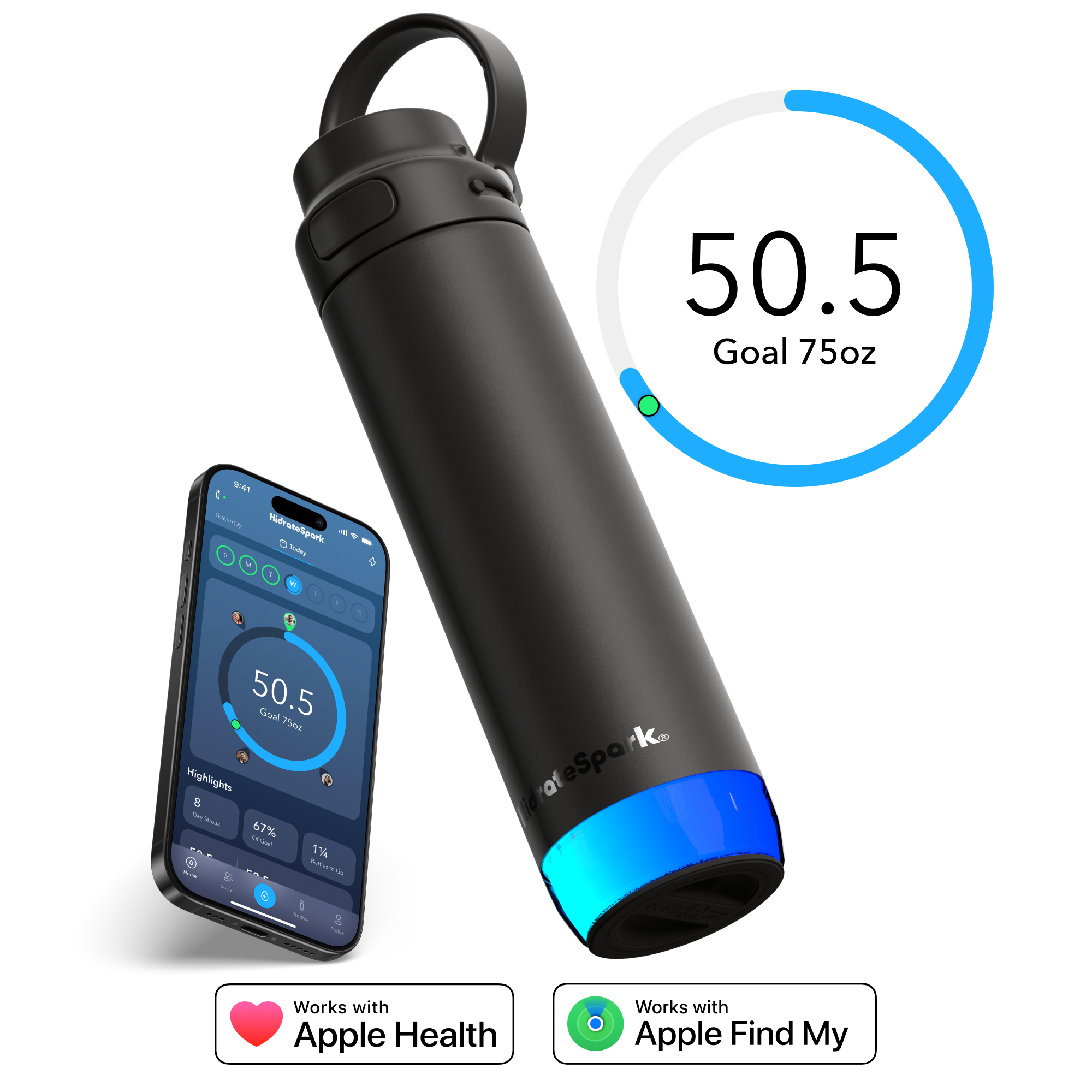 Gourde connectée HidrateSpark PRO 2 21 oz noire