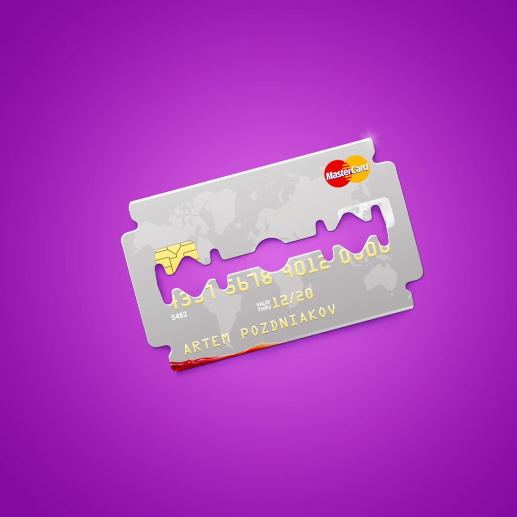Montages photos d'une carte de crédit en lame de rasoir par 360Brain