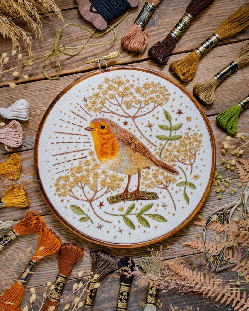 Broderie oiseau