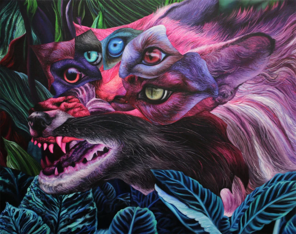 Pink Fox – Angela Gram peinture animal hybride