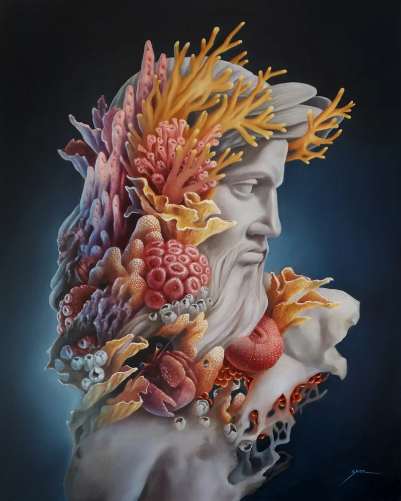 Poseidon – Bennett Slater peinture classique futuriste
