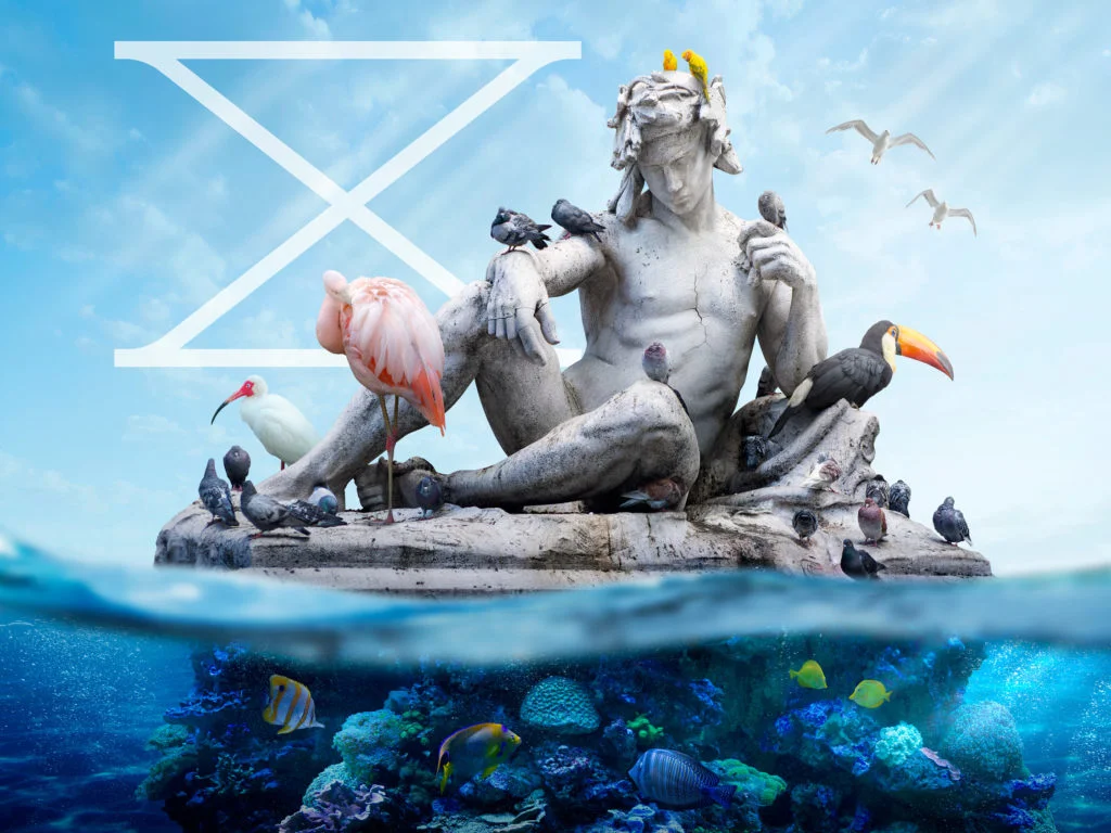 Une nouvelle pièce de collage numérique créée en collaboration avec Domestika pour un prochain cours de photographie / design sur lequel je travaille et intitulé Digital Collage - Composition and Visual Effects in Photoshop. Conceptuellement, ce projet fait suite à ma récente série, «Floating World», explorant les problèmes imminents de l'élévation du niveau de la mer dans les villes côtières du monde entier et décrivant certaines de celles qui seront les plus menacées par les inondations à l'avenir. L'idée avec ce projet est de créer une juxtaposition montrant une belle vue de carte postale d'une ville à mi-chemin sous l'eau avec des oiseaux et des poissons tropicaux. Nick Pedersen