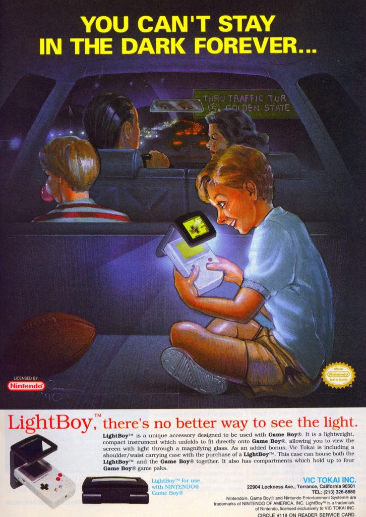 Publicité LightBoy de Vic Tokai accessoire lumineux pour Game Boy
