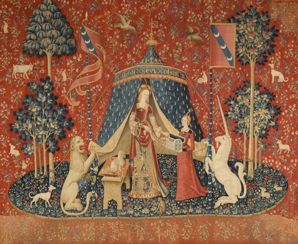 « A mon seul désir », 6e pièce de la tenture de la Dame à la Licorne, c. 1500 Cao Shu