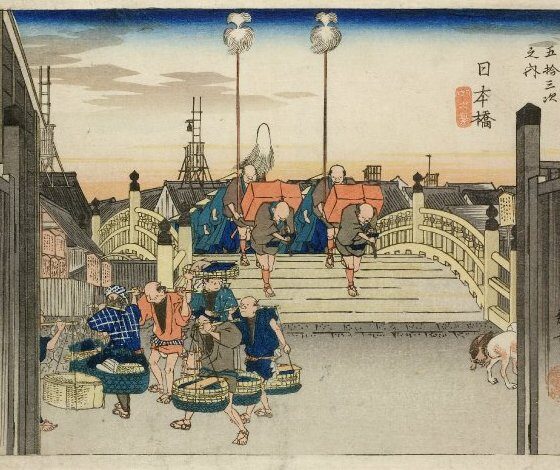 Nihonbashi à Edo au début du Tōkaidō par Utagawa Hiroshige