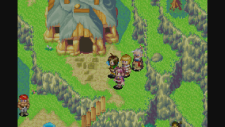 Félix, Jenna, Sheba et Kraden dans un village de Golden Sun L’Âge perdu